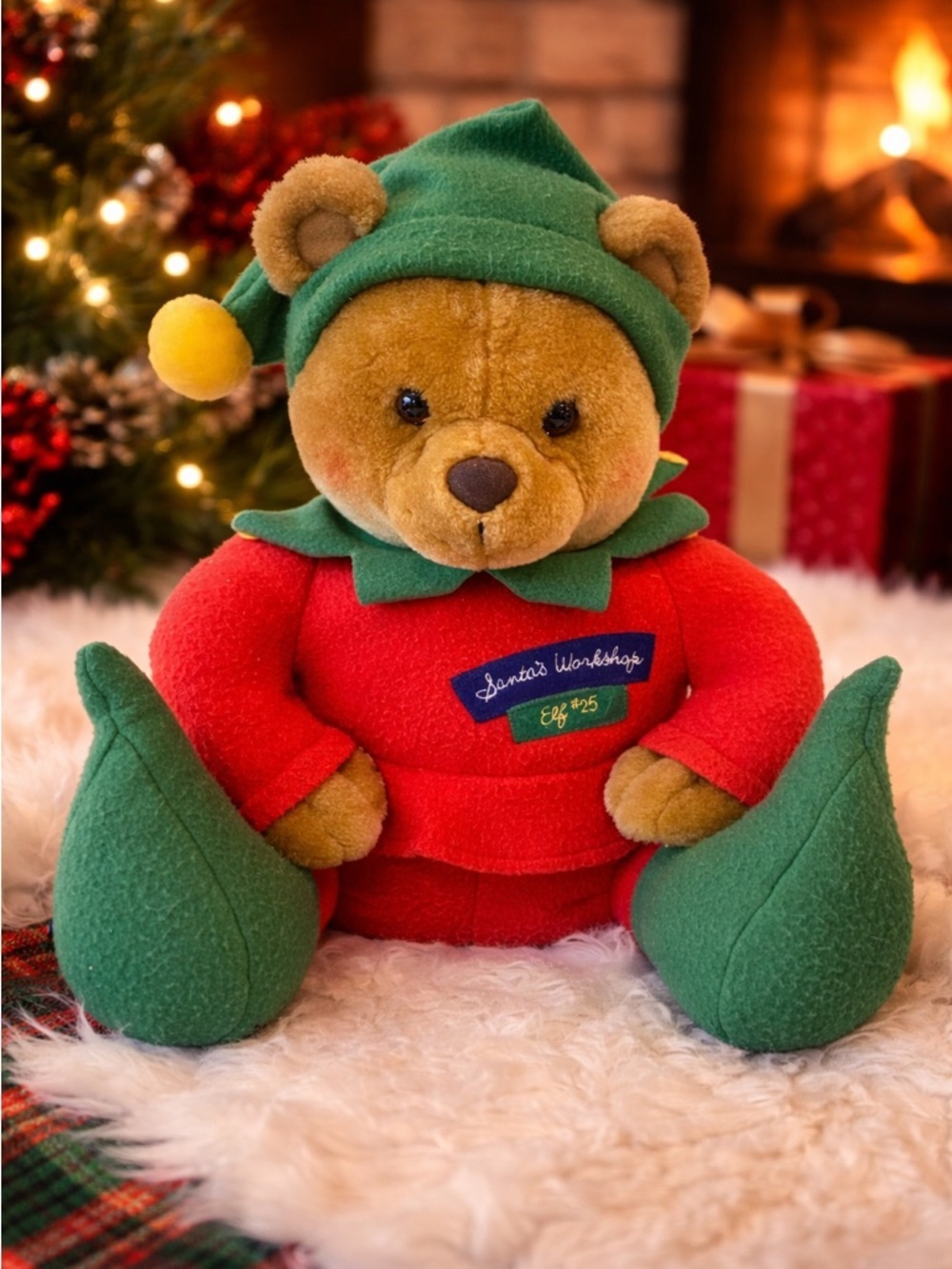 Vintage Hallmark Santa’s Workshop Elf # 25 Bear Christmas Holiday Stuffed Toy